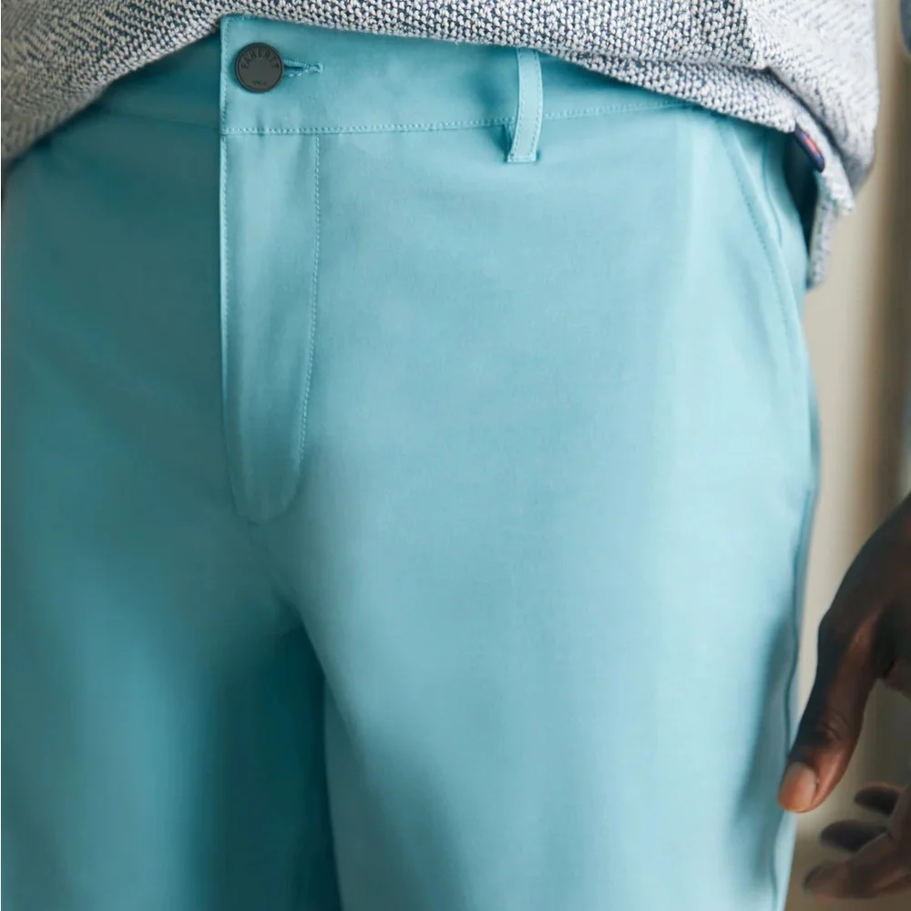 Men’s FAHERTY All Day Shorts turquoise sky blue 9 inch inseam size 38